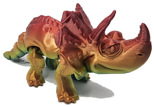The Articulating Rainbow Triceratops Sculpture / Fidget Toy