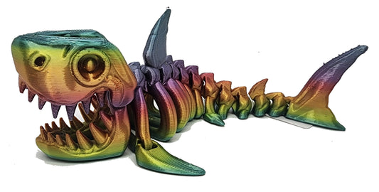 The Articulating Rainbow Skeleton Shark with Moving Bite / Fidget Toy