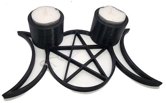 Triple Goddess Tea Light Candle Holder - Mystical Black