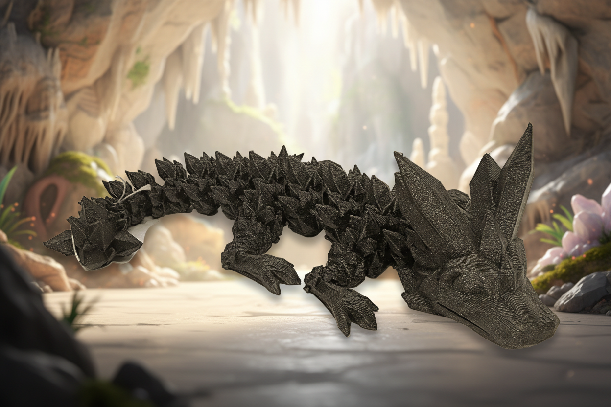 The Articulating Baby Black Onyx Crystal Dragon Sculpture / Fidget Toy
