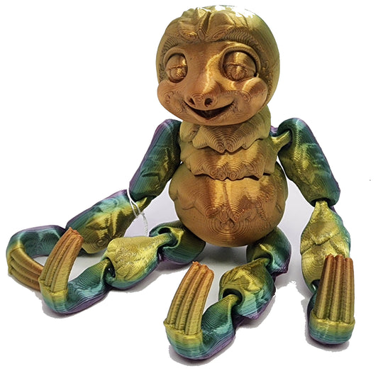 The Articulating Rainbow Three-Toed Sloth Sculpture / Fidget Toy