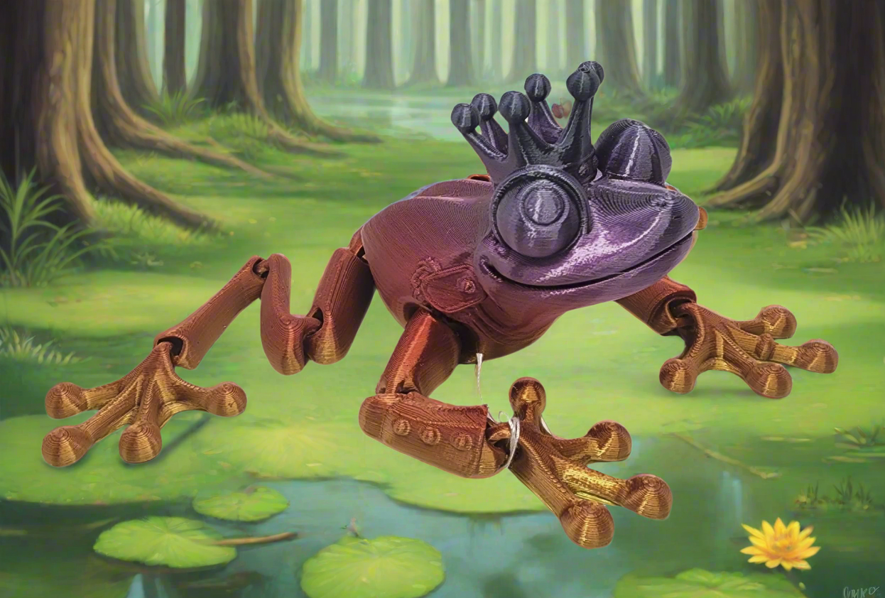 The Rainbow Frog Prince – Articulating 3D-Printed Sculpture / Fidget Toy