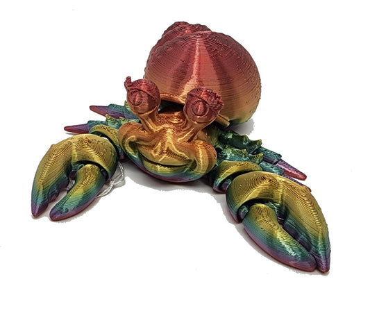 The Articulating Rainbow Hermit Girl Crab Sculpture / Fidget Toy