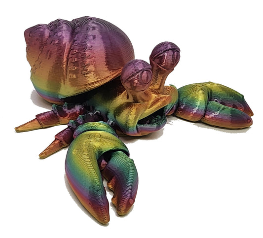 The Articulating Rainbow Hermit Boy Crab Sculpture/ Fidget Toy