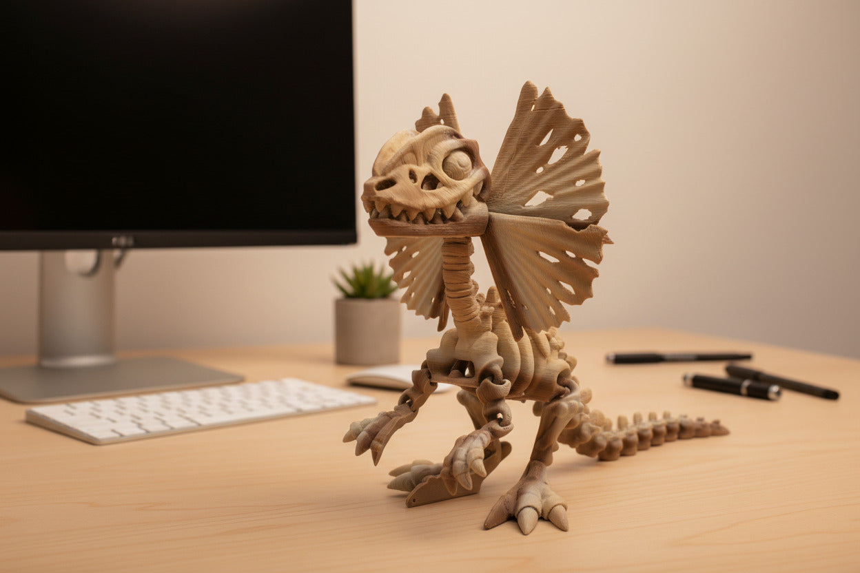The Articulating Fossil Skeleton Dilophosaurus Sculpture / Fidget Toy