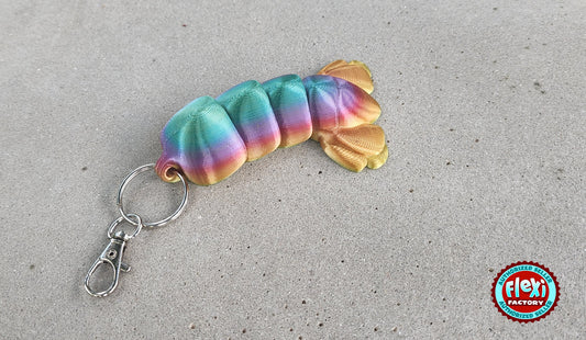 The Articulating Rainbow Lobster Tail Key Chain