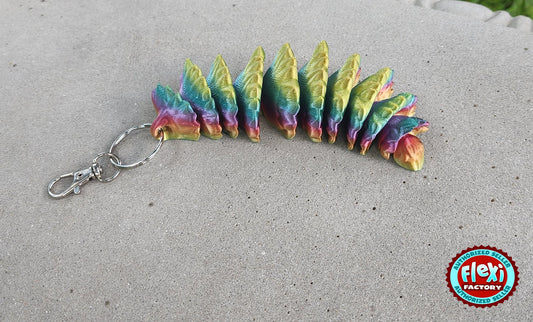 The Articulating Rainbow Squirrel Tail key chain