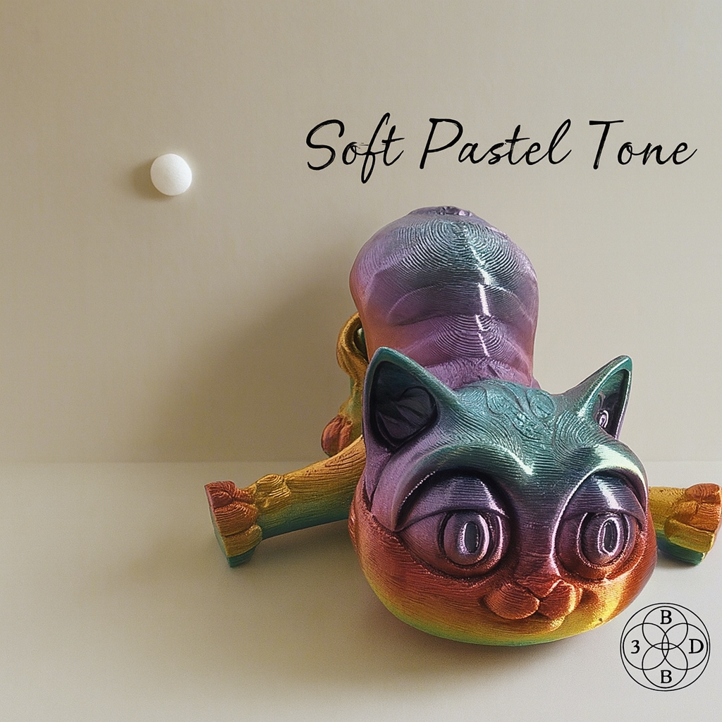 The Articulating Rainbow Kitten – Playful 3D-Printed Sculpture / Fidget Toy