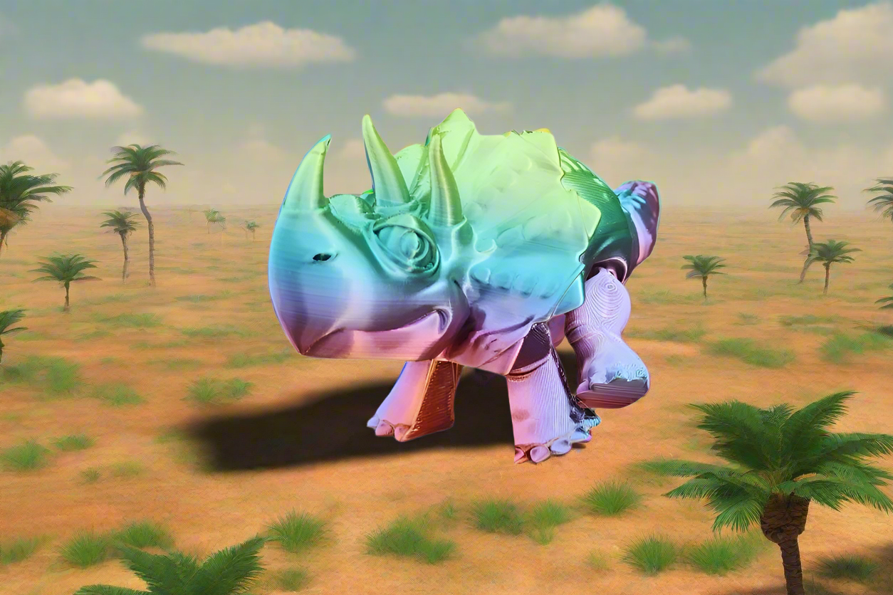 The Articulating Rainbow Triceratops Sculpture / Fidget Toy