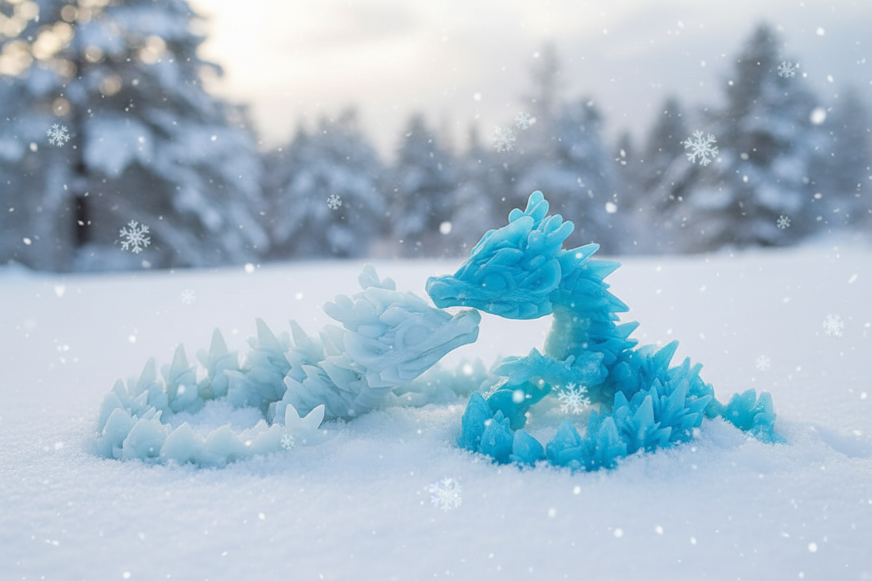The Articulating Baby Winter Dragon Sculpture / Fidget Toy