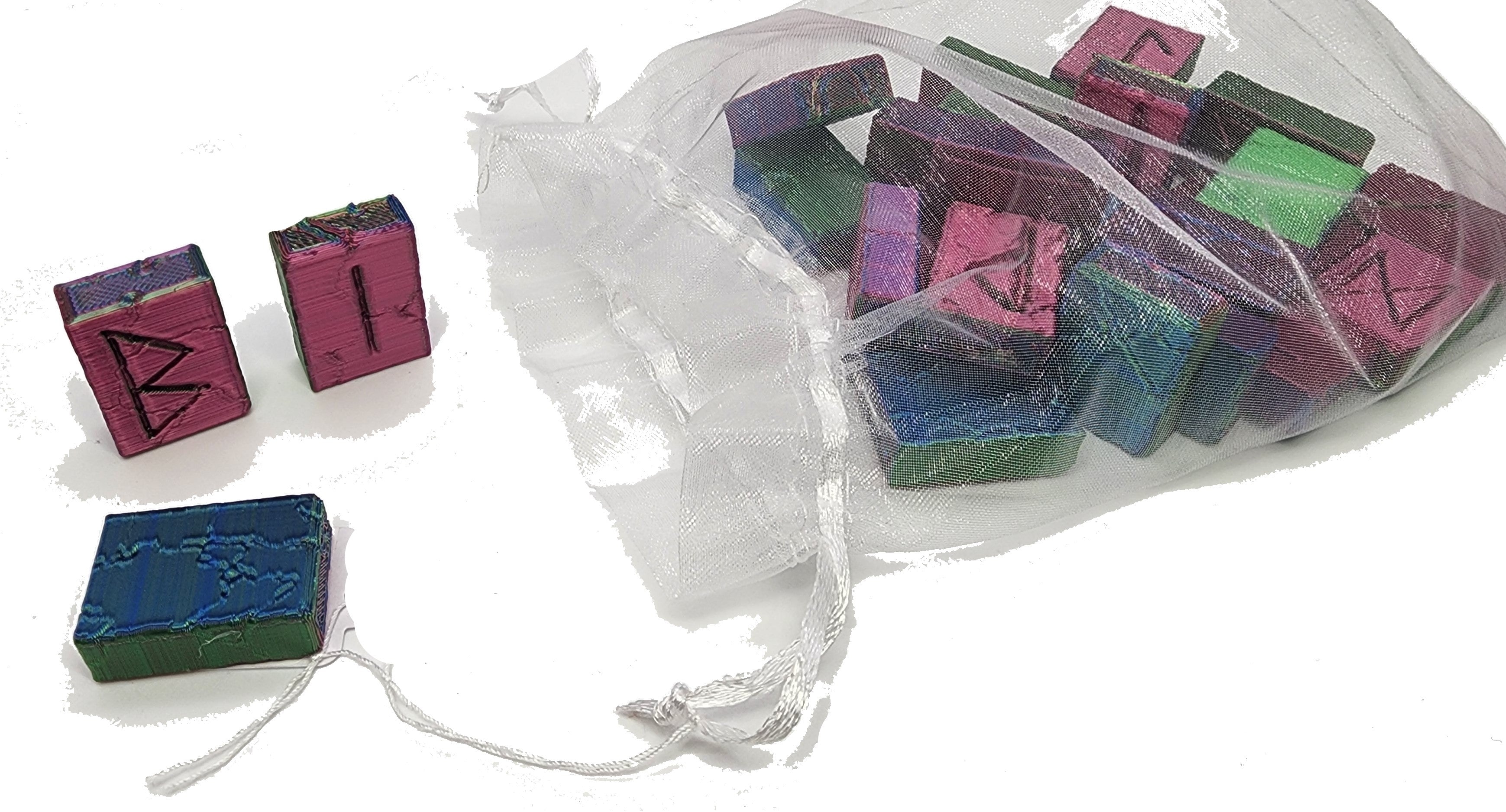 Elder Runes Set in Tri-Color With Drawstring Bag ...