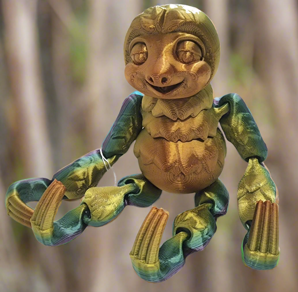 The Articulating Rainbow Three-Toed Sloth Sculpture / Fidget Toy