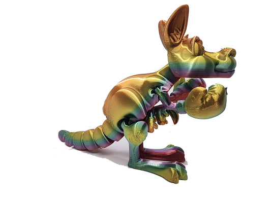 The Articulating Rainbow Kangaroo With Little Joey Sculpture / Fidget Toy