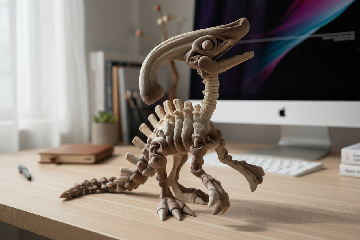 The Articulating Skeleton Parasaurolophus Sculpture / Fidget Toy