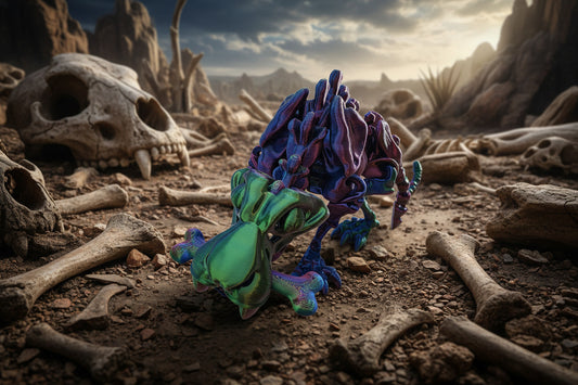 The Articulating Skeleton Saber Tooth Tiger Sculpture / Fidget Toy – Tri-Color PLA