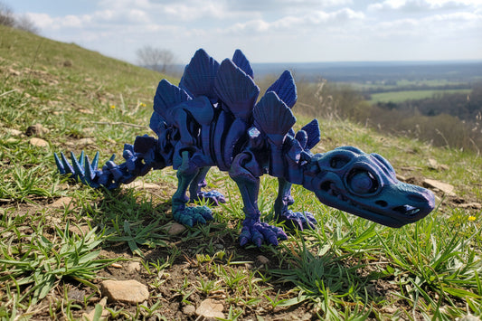 The Articulating Skeleton Stegosaurus Sculpture / Fidget Toy – Tri-Color PLA