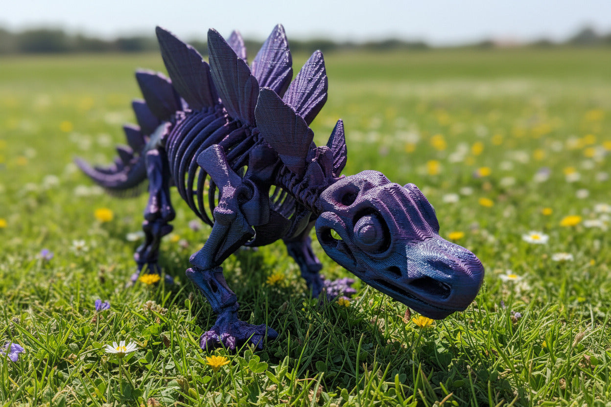 The Articulating Skeleton Stegosaurus Sculpture / Fidget Toy – Tri-Color PLA