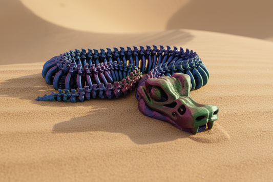 The Articulating Skeleton Snake Sculpture / Fidget Toy – Tri-Color PLA