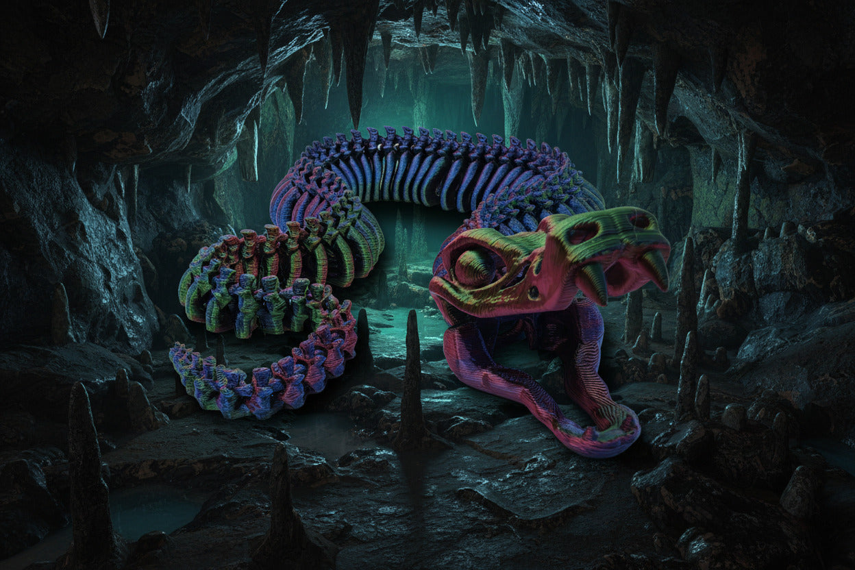 The Articulating Skeleton Snake Sculpture / Fidget Toy – Tri-Color PLA