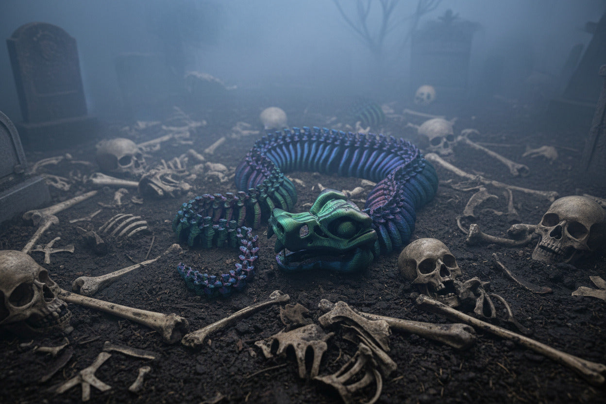 The Articulating Skeleton Snake Sculpture / Fidget Toy – Tri-Color PLA