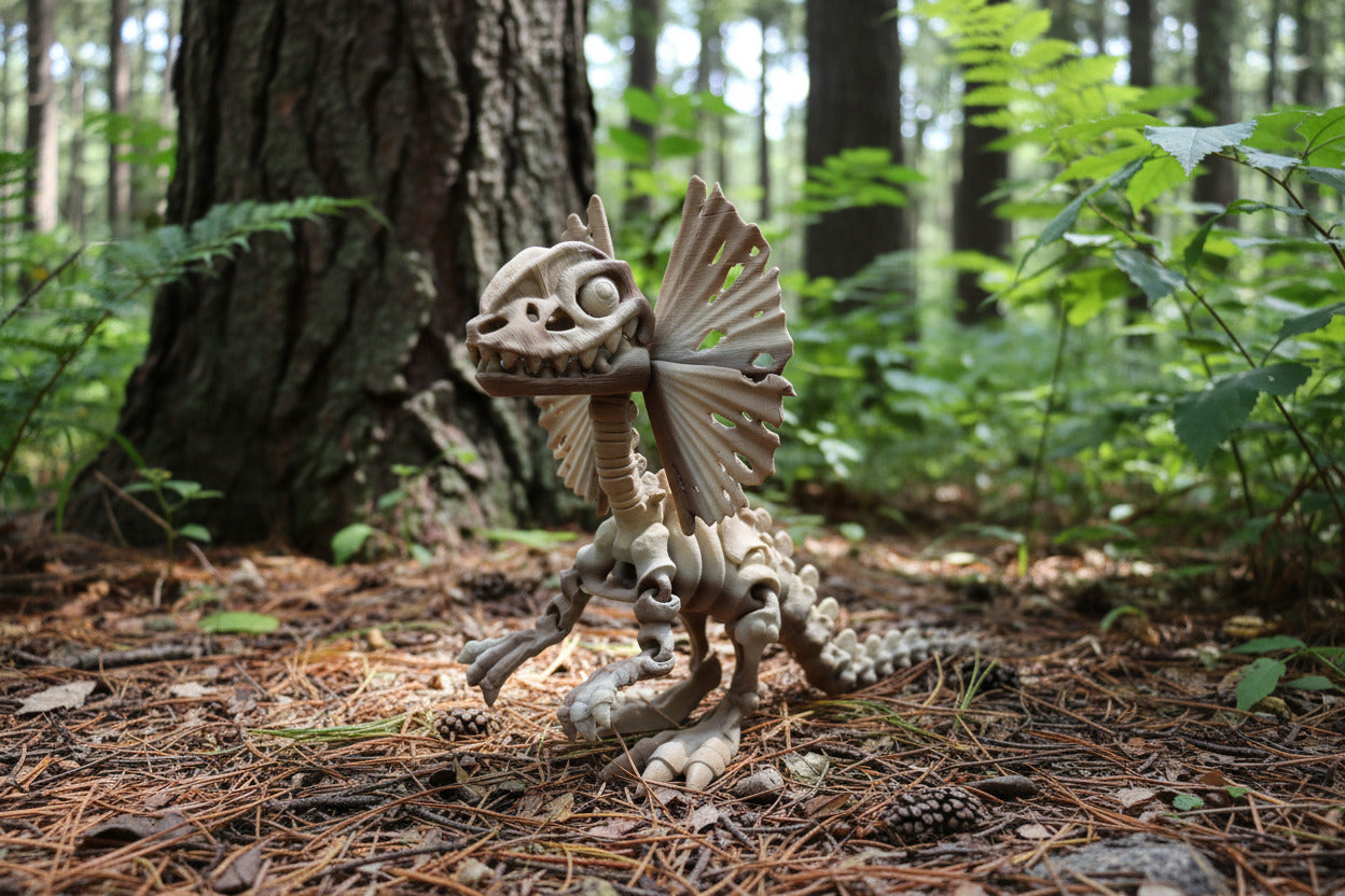 The Articulating Fossil Skeleton Dilophosaurus Sculpture / Fidget Toy