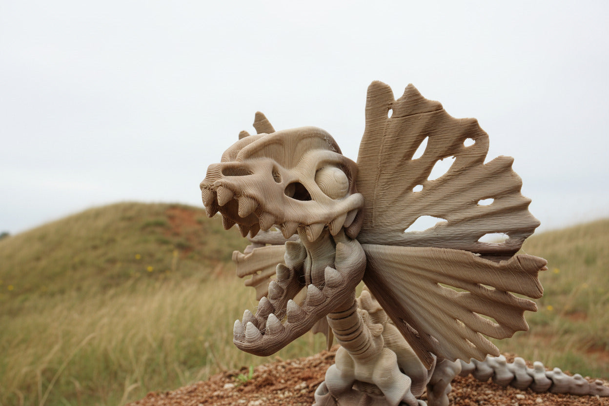 The Articulating Fossil Skeleton Dilophosaurus Sculpture / Fidget Toy