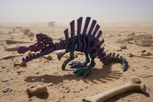 The Articulating Skeleton Spinosaurus Sculpture / Fidget Toy – Tri-Color PLA