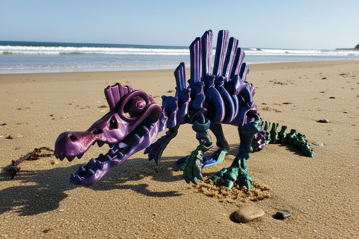 The Articulating Skeleton Spinosaurus Sculpture / Fidget Toy – Tri-Color PLA