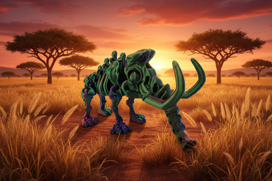 The Articulating Skeleton Mammoth Sculpture / Fidget Toy – Tri-Color PLA