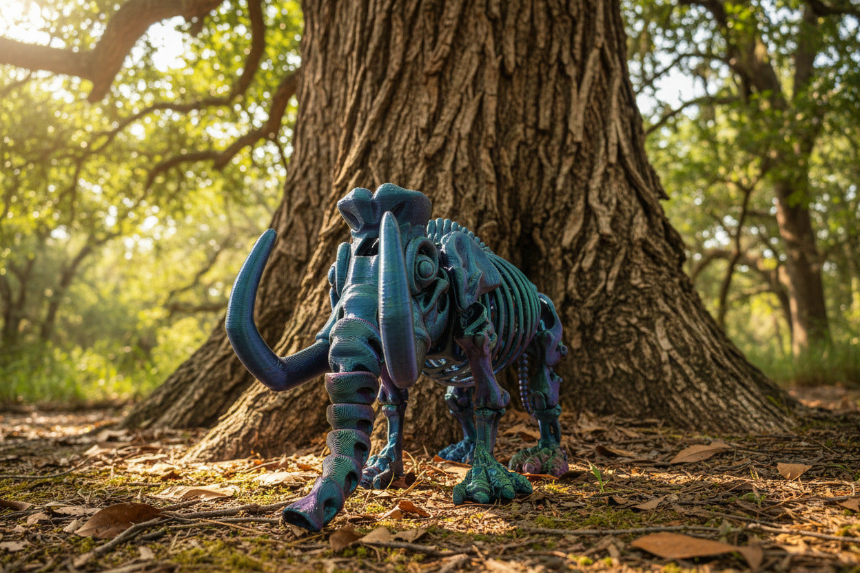 The Articulating Skeleton Mammoth Sculpture / Fidget Toy – Tri-Color PLA