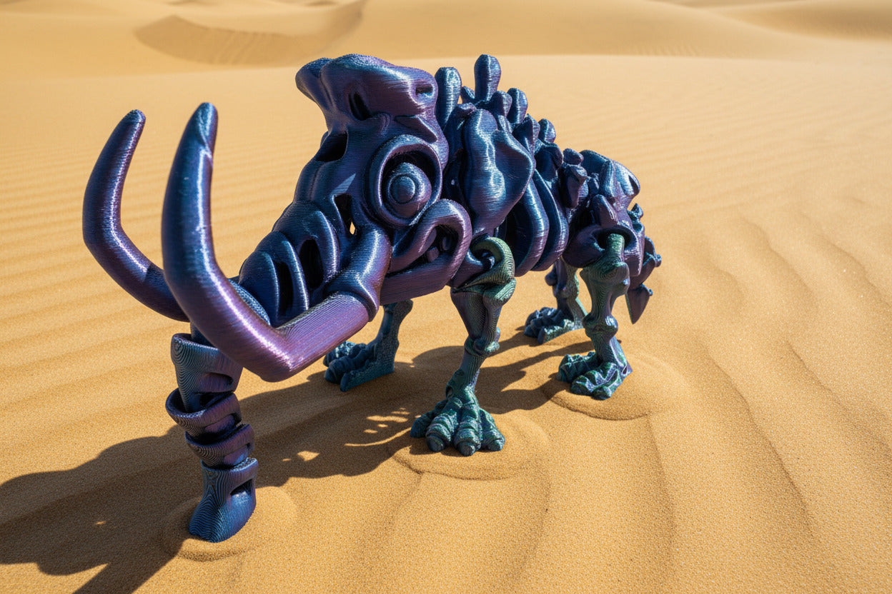 The Articulating Skeleton Mammoth Sculpture / Fidget Toy – Tri-Color PLA