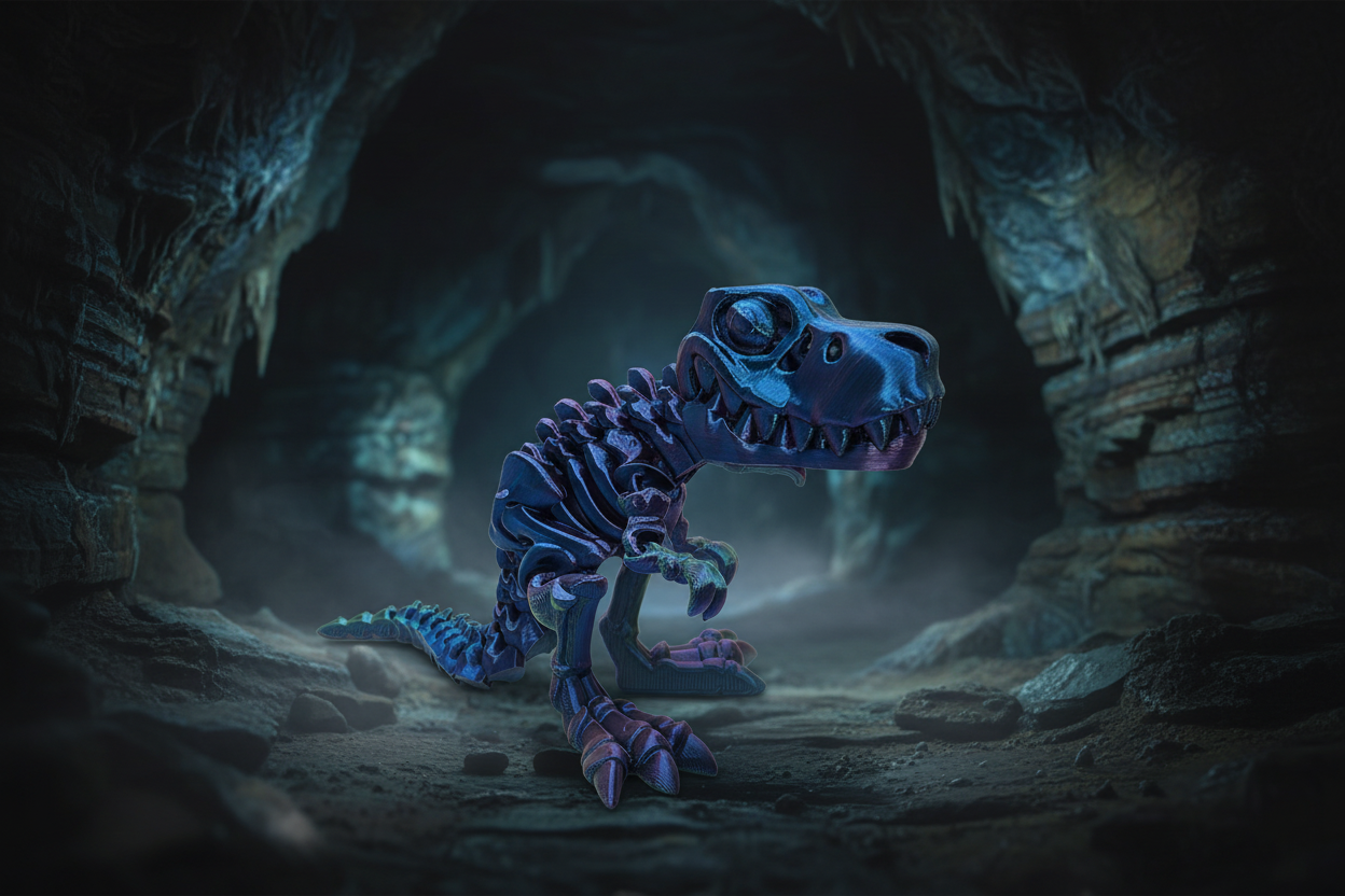 The Articulating Skeleton T-Rex Sculpture / Fidget Toy – Tri-Color PLA
