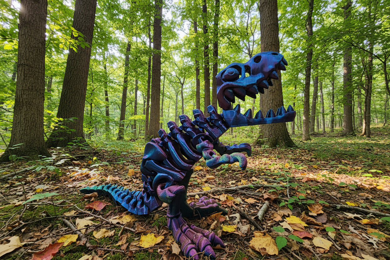 The Articulating Skeleton T-Rex Sculpture / Fidget Toy – Tri-Color PLA