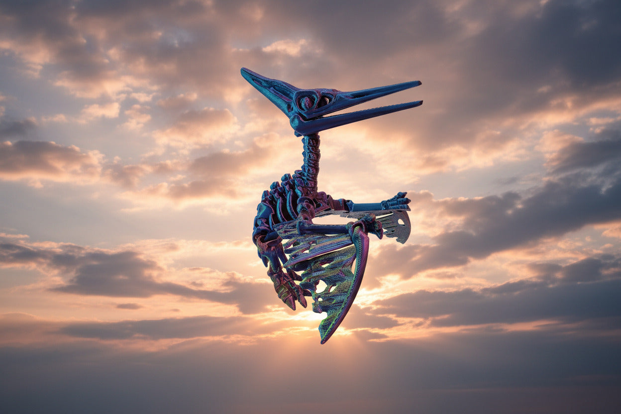 The Articulating Skeleton Pteranodon Sculpture / Fidget Toy – Tri-Color PLA