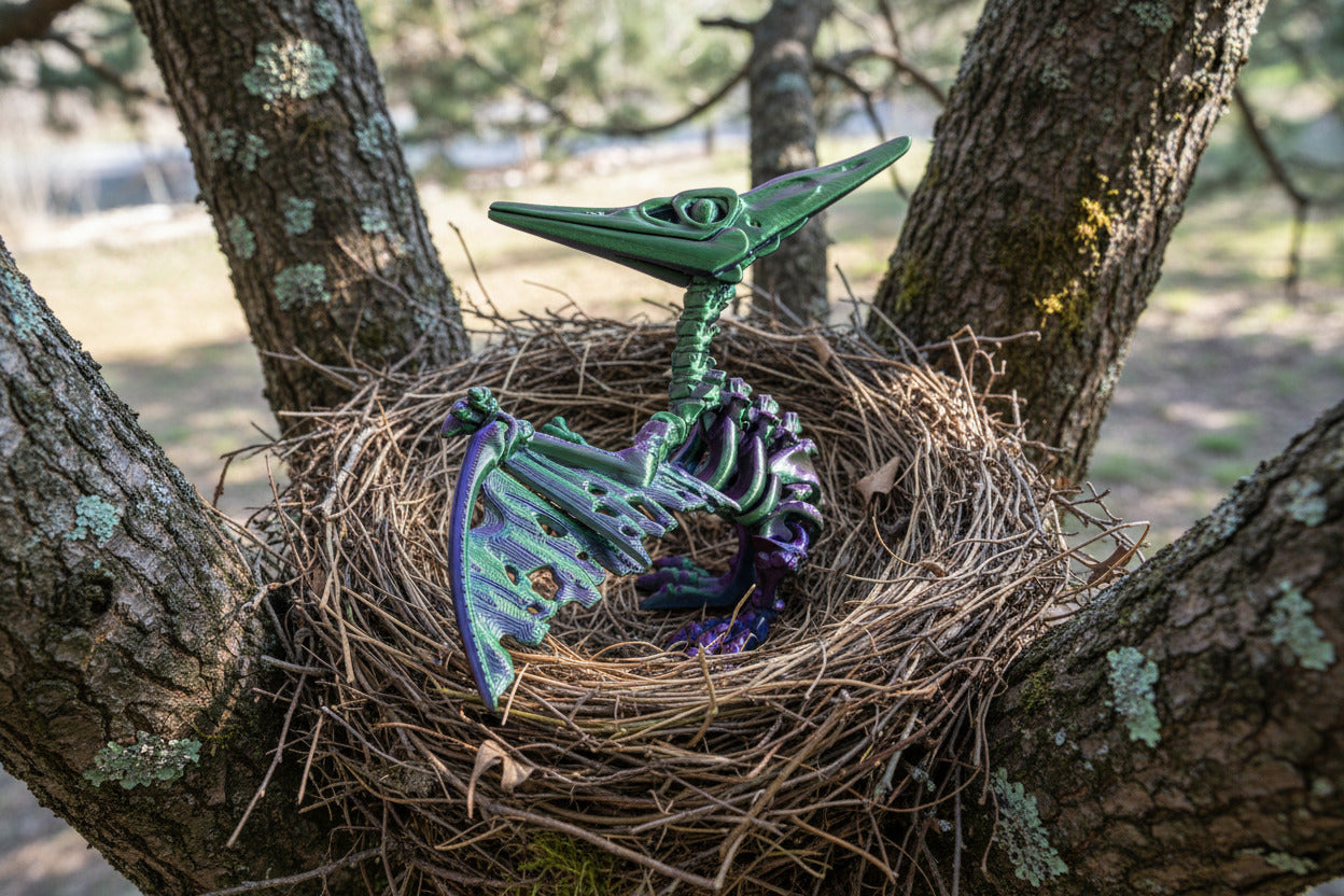 The Articulating Skeleton Pteranodon Sculpture / Fidget Toy – Tri-Color PLA