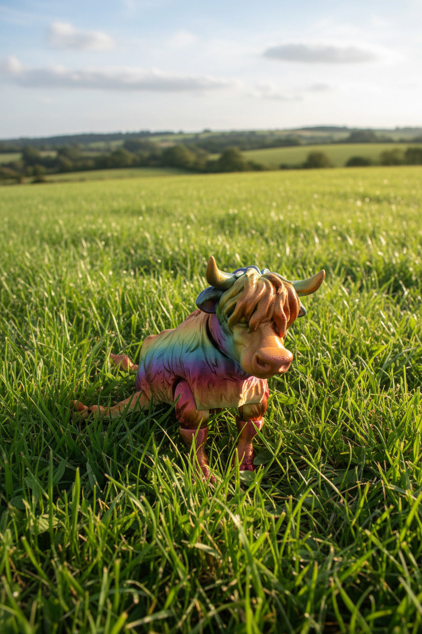 Articulated Highland Cow – Rainbow Farmyard Friend