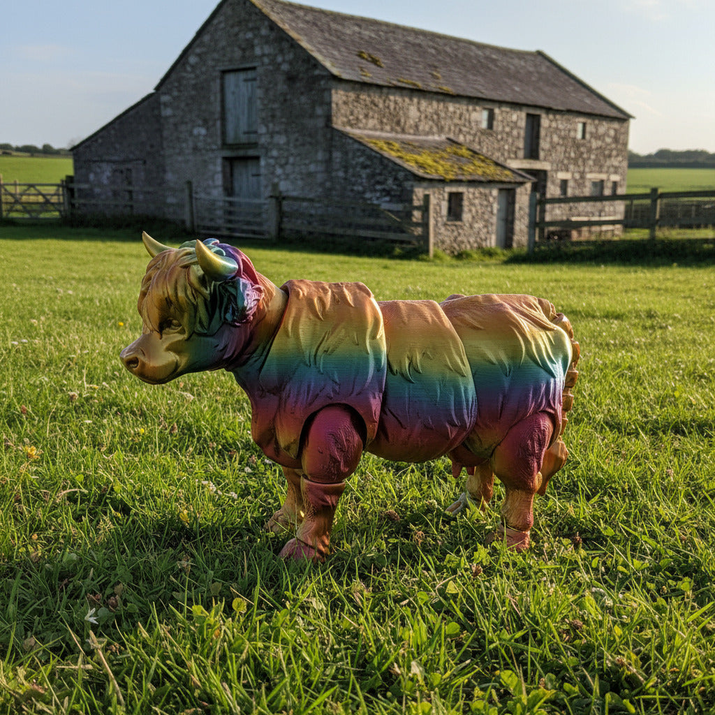 Articulated Highland Cow – Rainbow Farmyard Friend