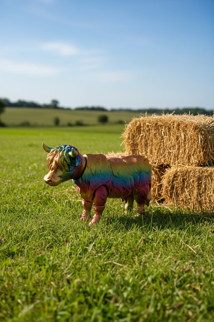 Articulated Highland Cow – Rainbow Farmyard Friend