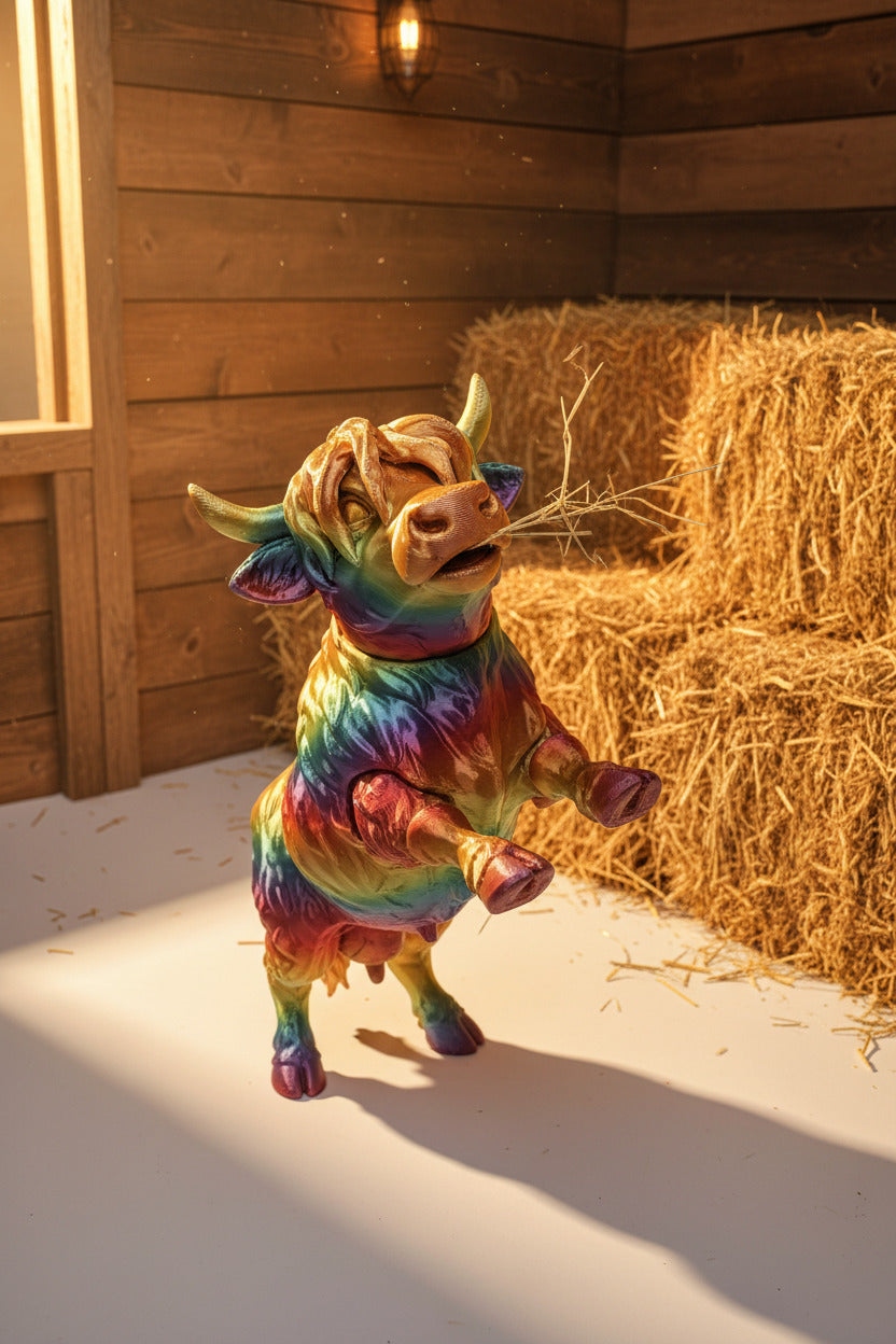 Articulated Highland Cow – Rainbow Farmyard Friend