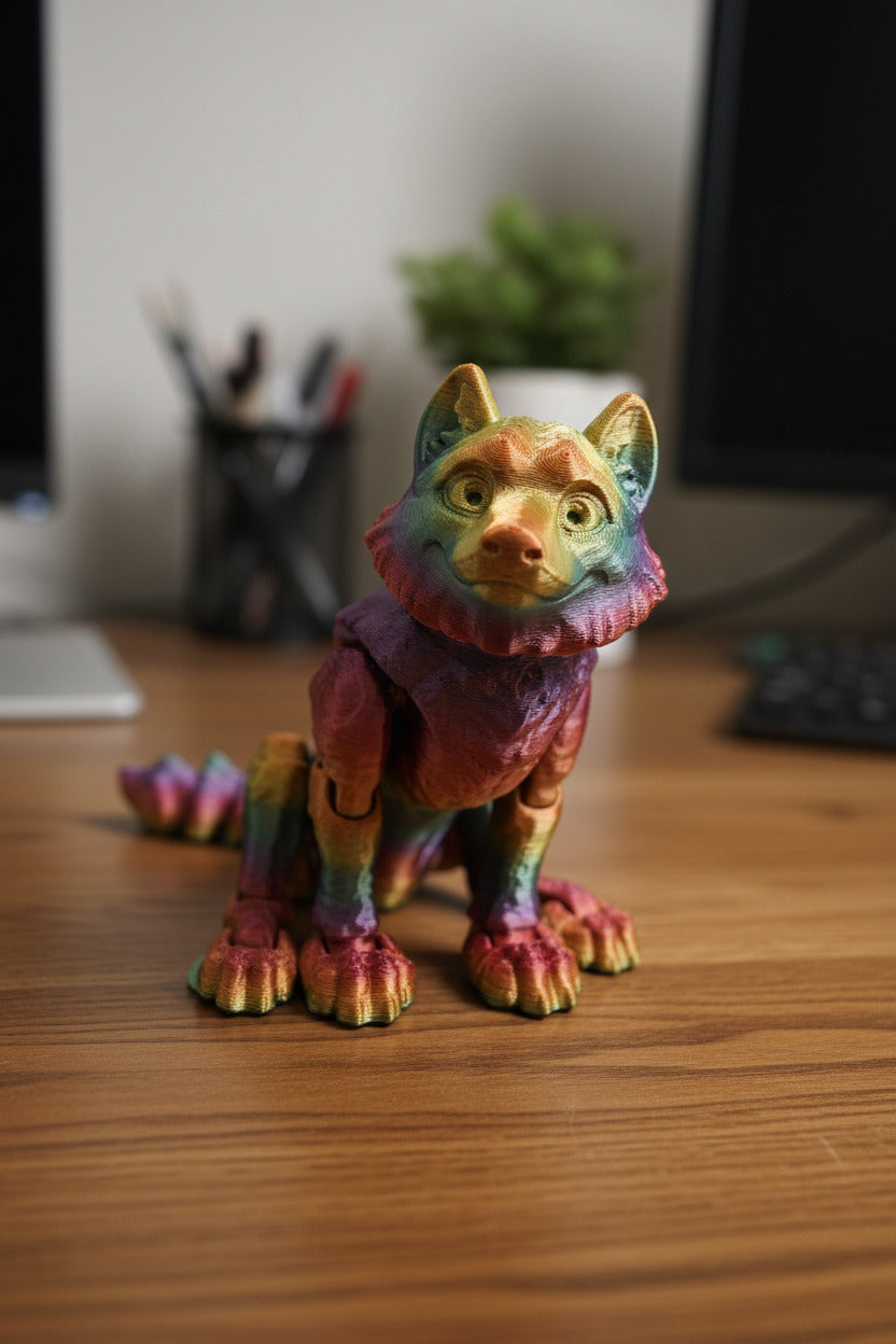 Articulated Wolf – Rainbow Fidget Figure