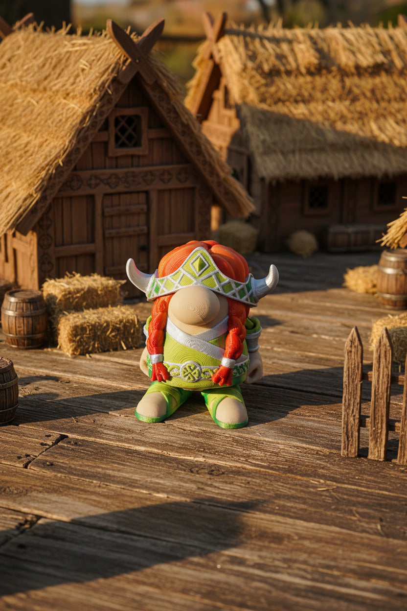 The Articulating Viking Gnome Warrior Girl Sculpture / Fidget Toy