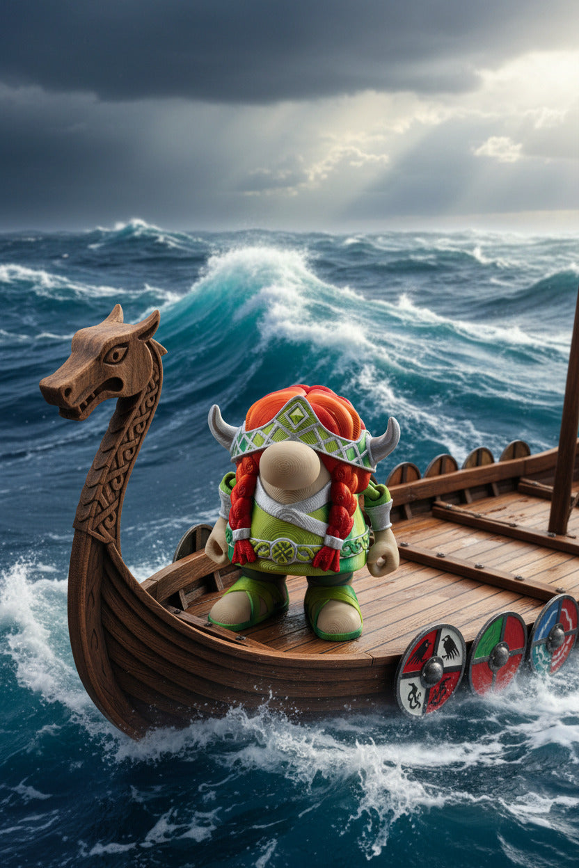 The Articulating Viking Gnome Warrior Girl Sculpture / Fidget Toy