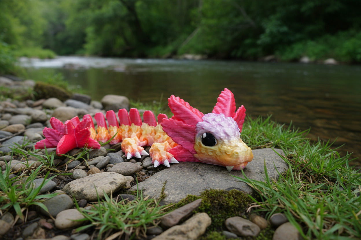 The Articulating Baby Axolotl Dragon Sculpture / Fidget Toy