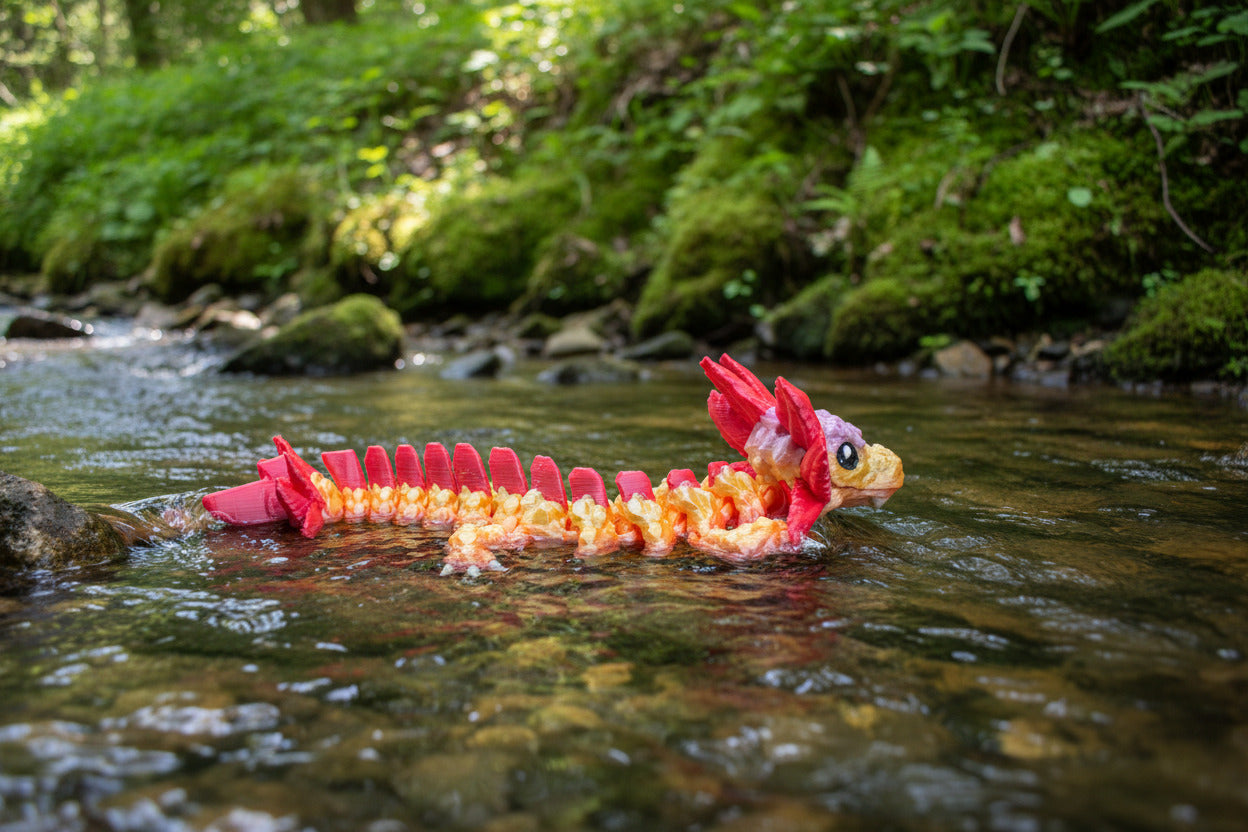 The Articulating Baby Axolotl Dragon Sculpture / Fidget Toy