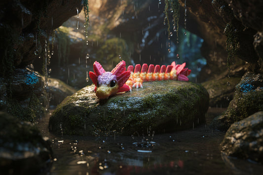 The Articulating Baby Axolotl Dragon Sculpture / Fidget Toy