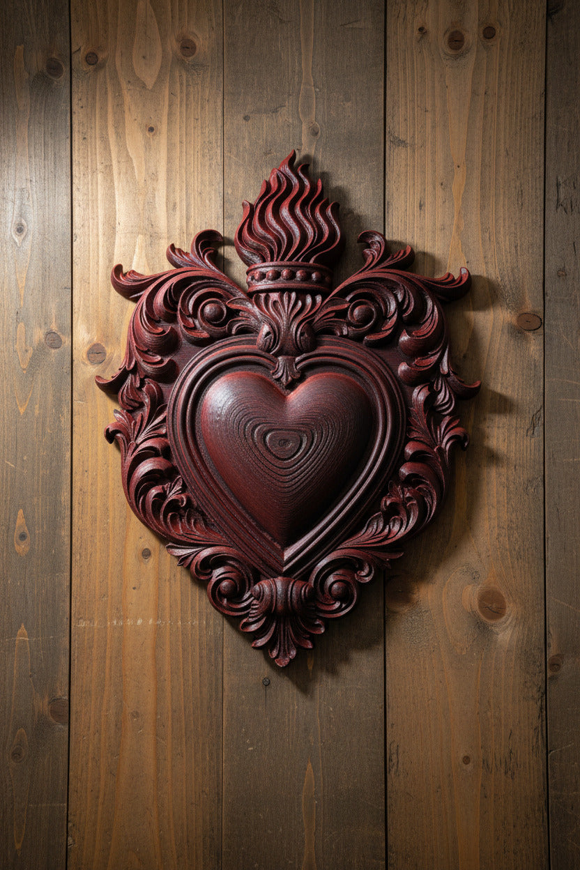 Sacred Flaming Heart Wall Plaque