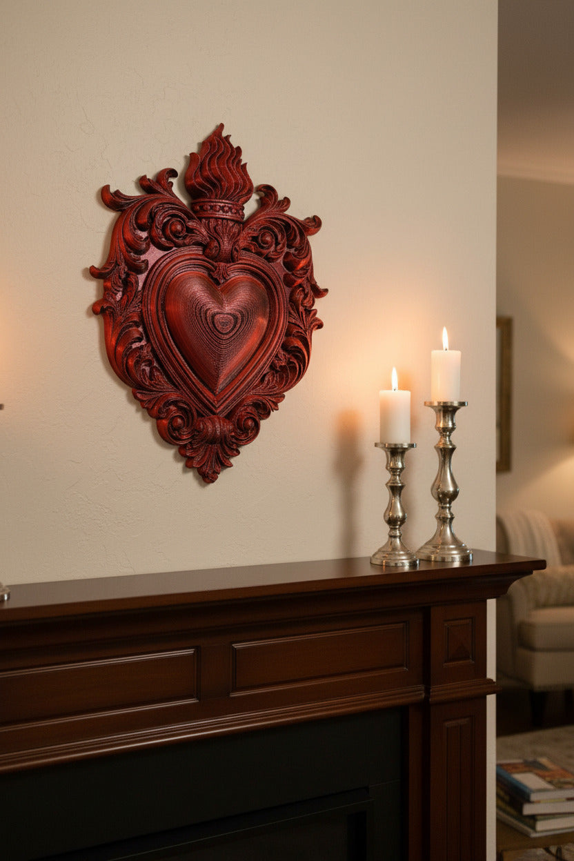 Sacred Flaming Heart Wall Plaque