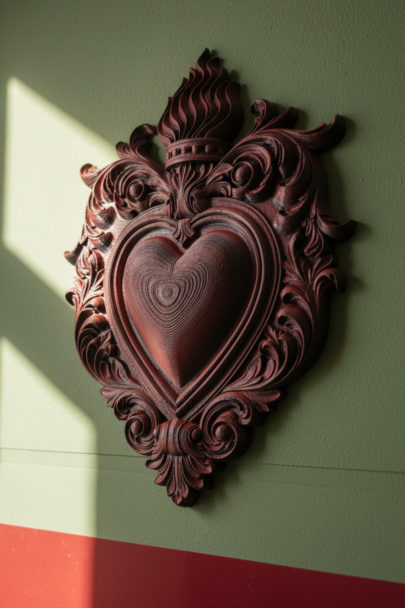 Sacred Flaming Heart Wall Plaque