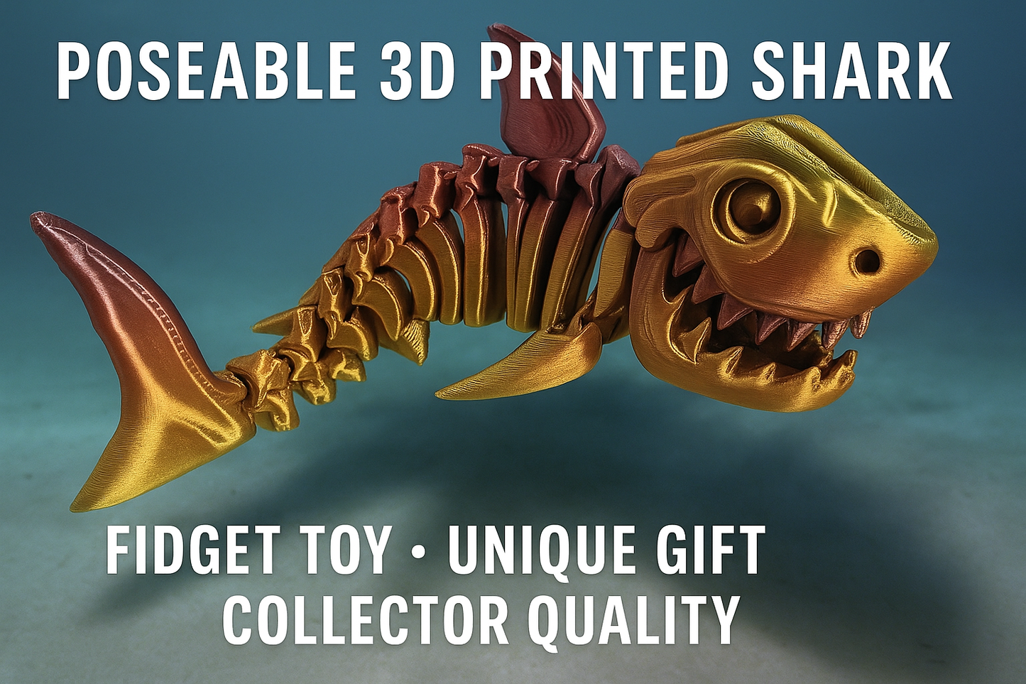 3D Printed Articulated Shark Skeleton – Poseable Fidget Toy & Ocean Lover’s Collectible