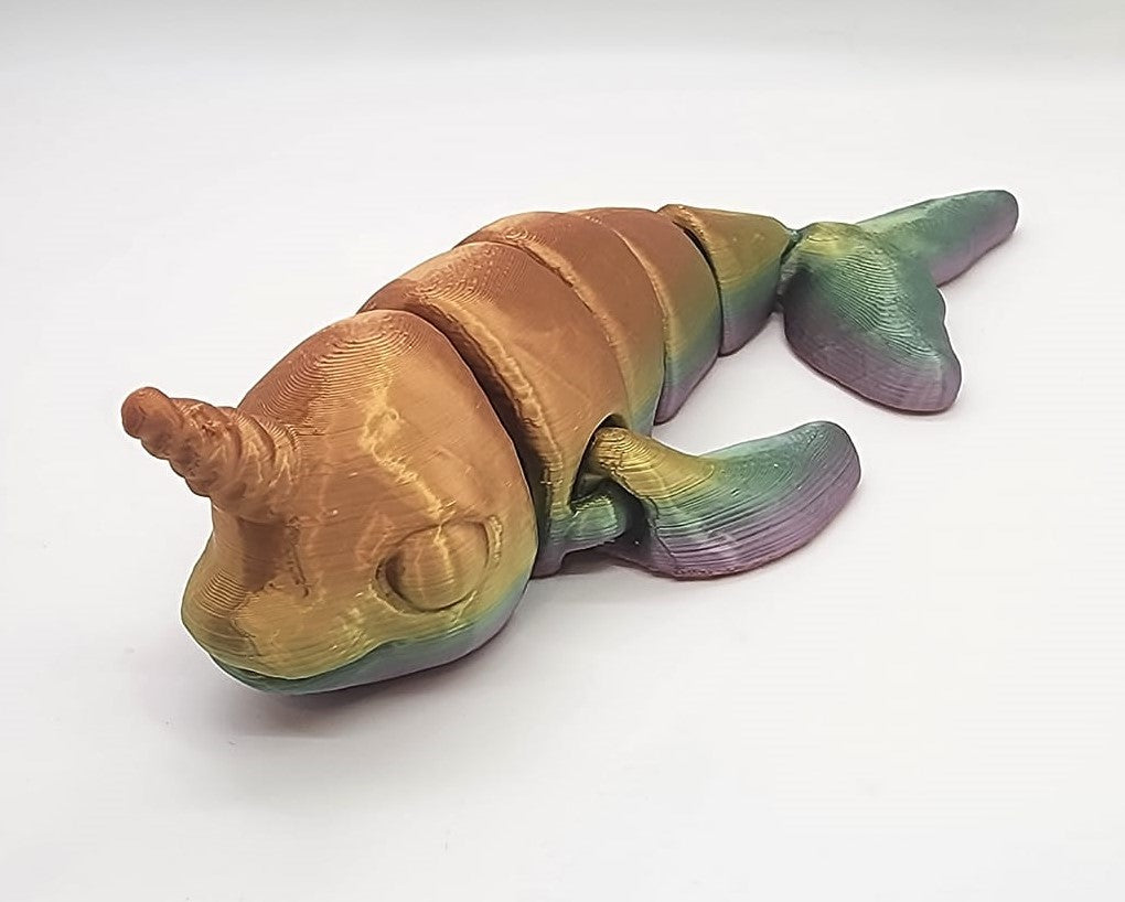 The Articulating Rainbow Narwhal Sculpture / Fidget Toy